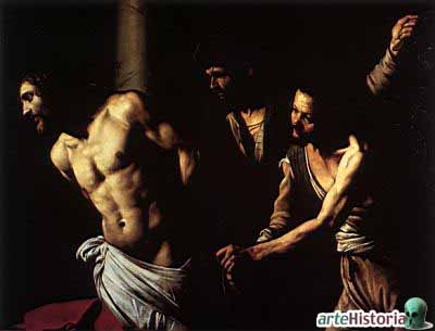 Caravaggio.Cristo atado a la columna.1607-1608